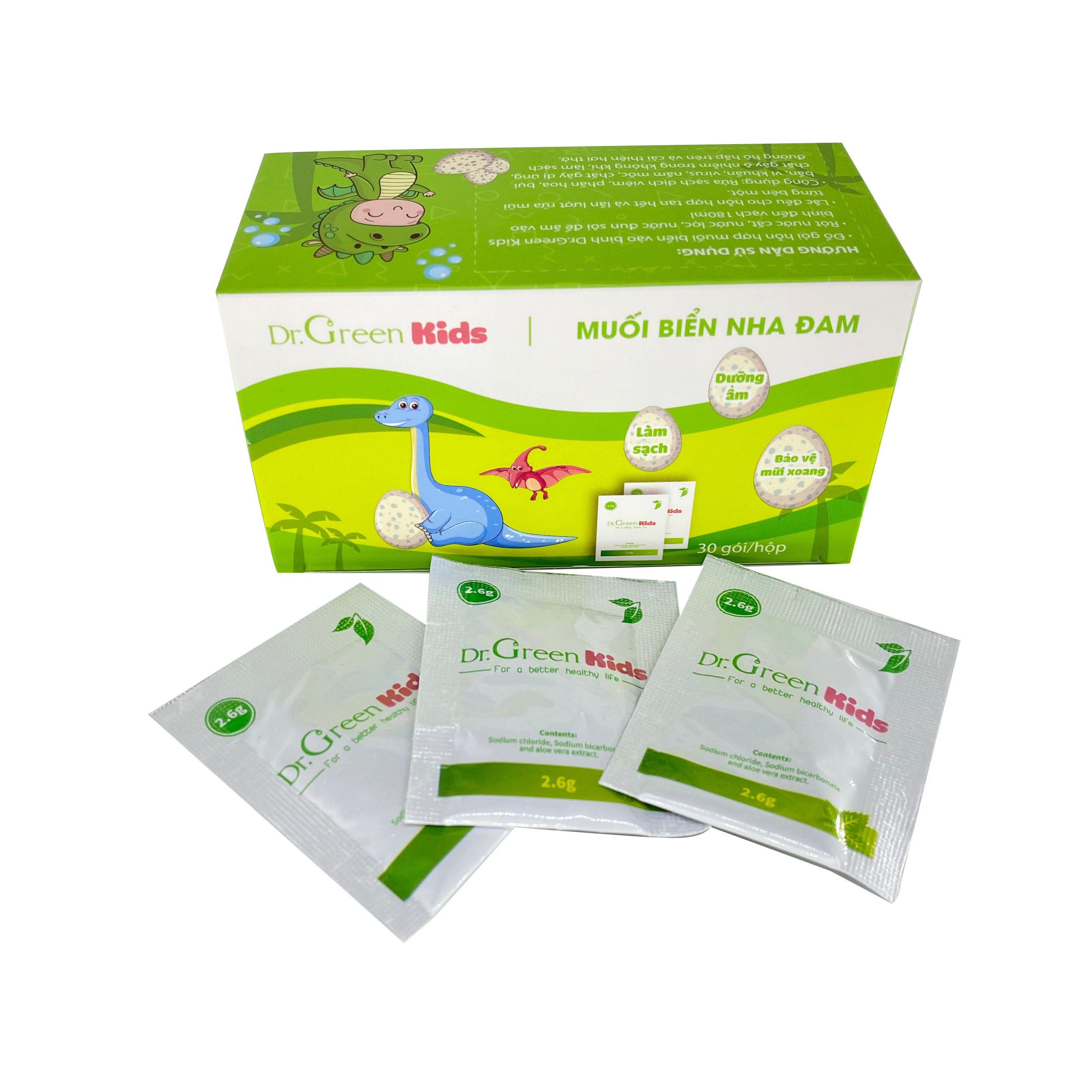 Muối rửa mũi Dr.Green Kids, cho trẻ từ 1 tuổi, thành phần lành tính 100%