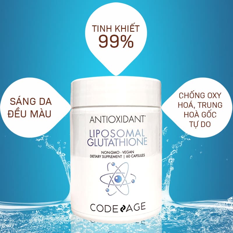 Viên Uống Chống Oxy Hóa, Làm Sáng Da, Thải Độc Gan Codeage Liposomal Glutathione (60 Viên)