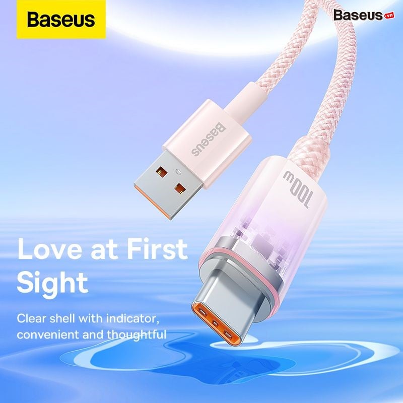 Cáp Sạc Nhanh Tự Ngắt Baseus Explorer Series 2 USB to Type-C 100W dùng cho Samsung Huawei Xiaomi Honor (Smart Power-Off with Smart Temperature Control, Fast Charging Cable) - Hàng chính hãng