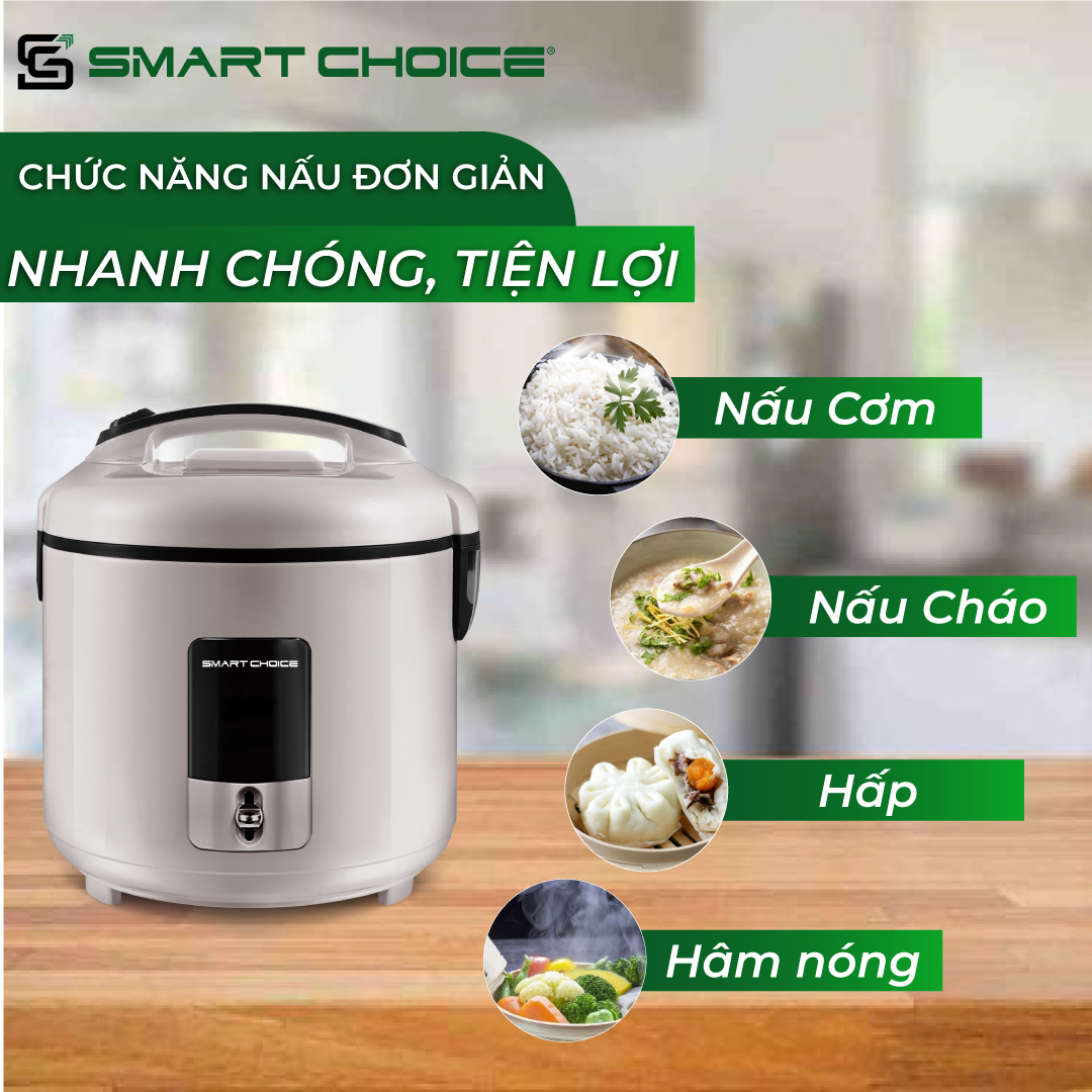 Nồi Cơm Điện Cơ 1.8L + 2.8L SMARTCHOICE Lòng Niêu Dày, Nấu Chín Nhanh, 2 Đến 6 Người Dùng, Thương Hiệu Việt Uy Tín, Bảo hành Chính Hãng 18 Tháng