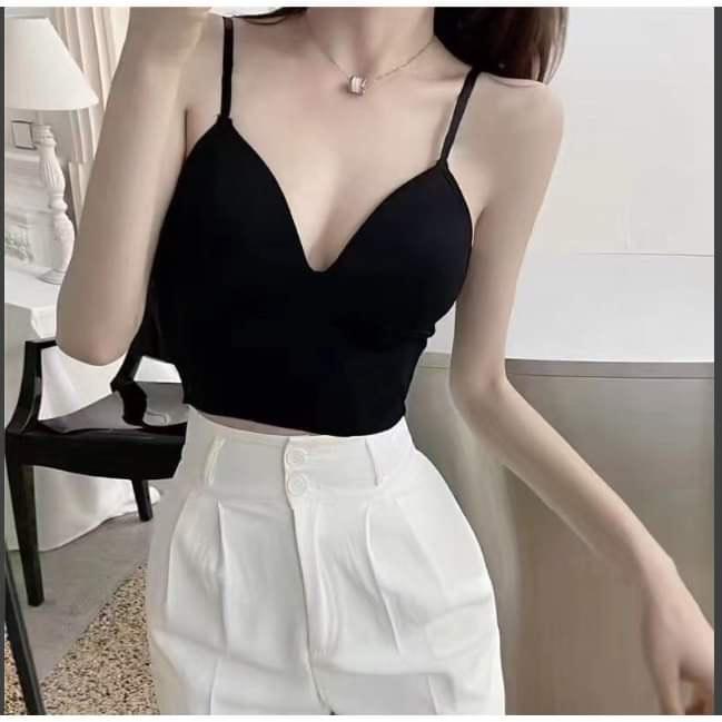 M47. Áo bra su trơn, áo 2 dây croptop kiểu nữ đẹp sang chảnh 2022 có sẵn mút ngực