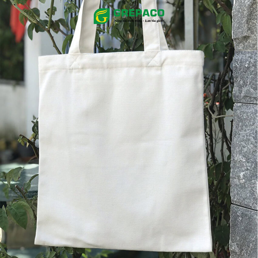 Túi Vải Bố Canvas Tote Trơn Grepaco Không In Màu Trắng Dạng Quai Xách Đeo Vai Có Ngăn Phụ Bên Trong Dùng Đi Học Dạy Vẻ Cho Sinh Viên Học Sinh