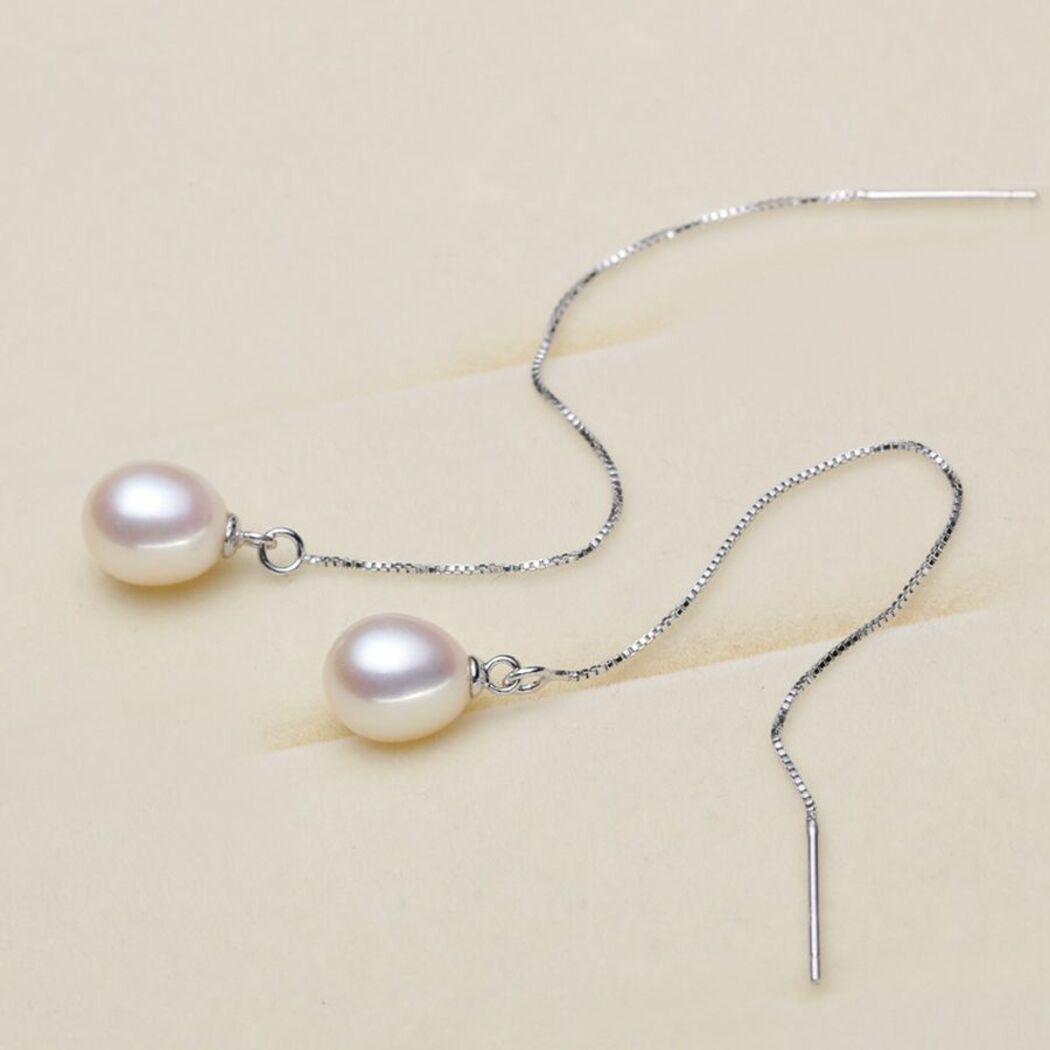 Bông Tai Ngọc Trai Nước Ngọt Thiên Nhiên Cao Cấp - Dáng Dài Quyến Rũ - Trang Sức Cô Tấm - ELLIS PEARL - CTJ3809