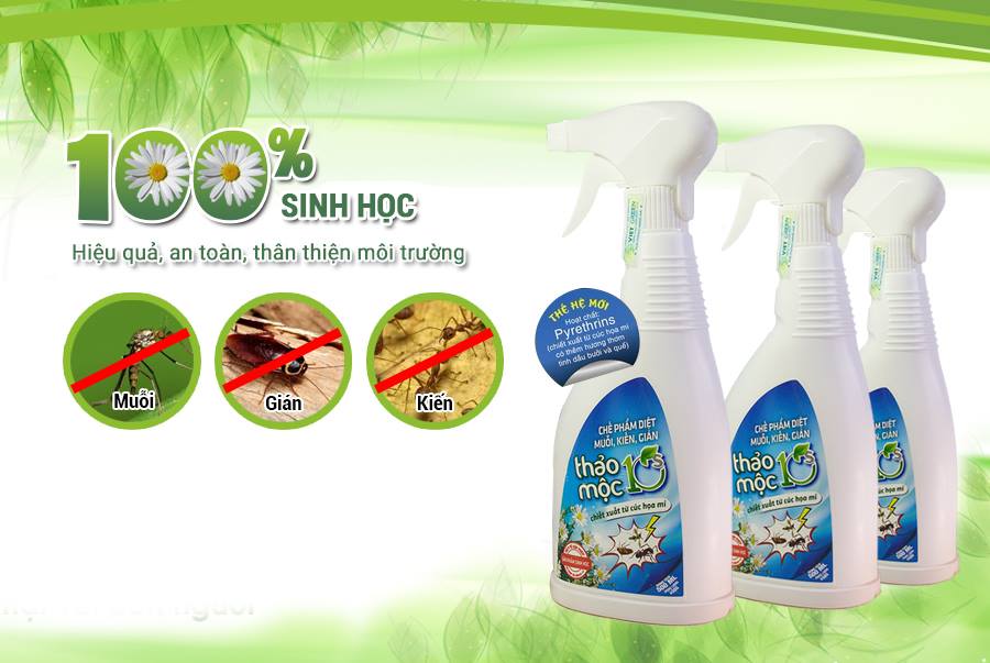 Chai Xịt Diệt Muỗi , Kiến , Gián, Côn Trùng,.. Thảo Mộc 10s 500ml (Mùi Sả Chanh) - An toàn cho trẻ em và người lớn- Được bộ y tế cấp phép