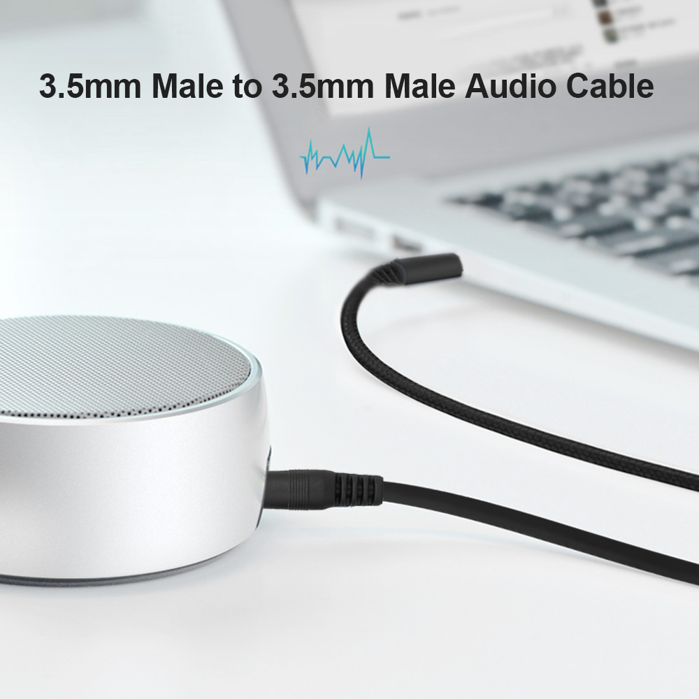 Cáp Âm Thanh 1m Giắc Cắm 3.5mm Cáp AUX Cho Loa Tai Nghe Xe Hơi, Màu Đen