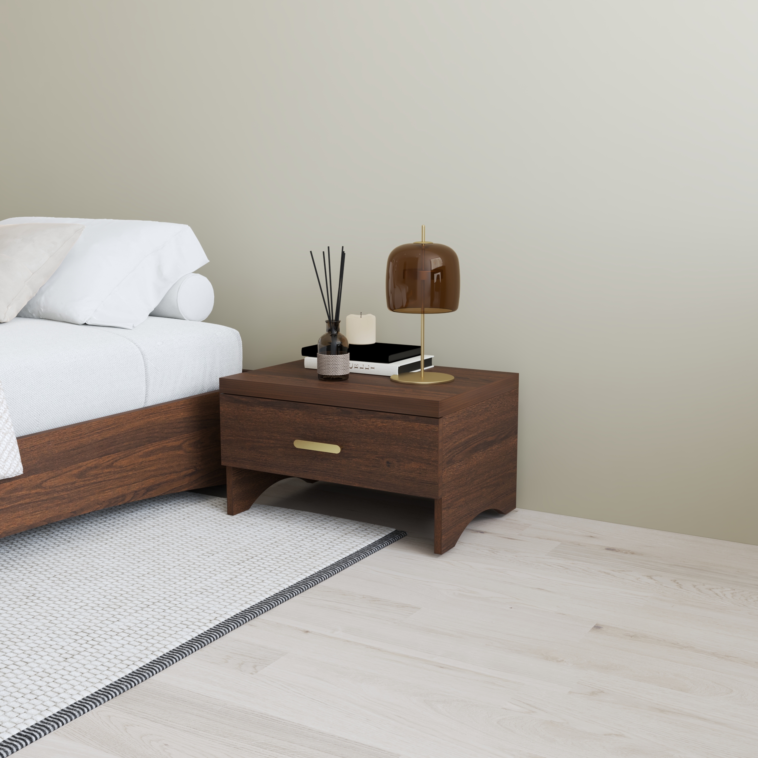 HAPPY FURNITURE , Táp đầu giường 1 ngăn kéo - CHEVY, THK_260 , 55cm x 40cm x 32cm DxRxC