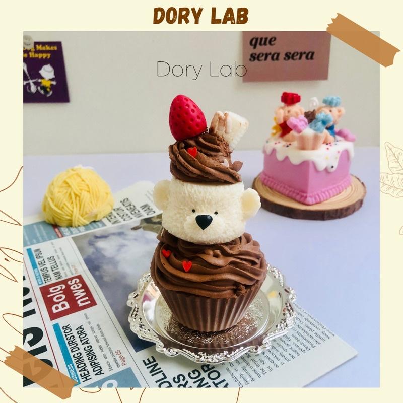 Nến Thơm Cupcake Gấu Con Cute Handmade Không Khói, Quà Tặng, Phụ Kiện Decor - Dory Lab