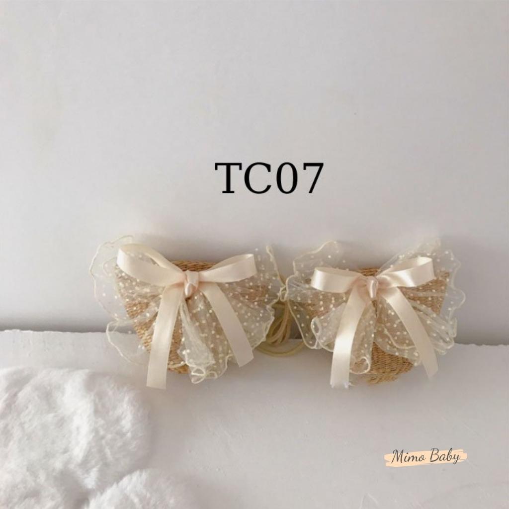 Túi cói đeo chéo đính nơ voan bản to siêu xinh cho mẹ và bé TC07 Mimo Baby