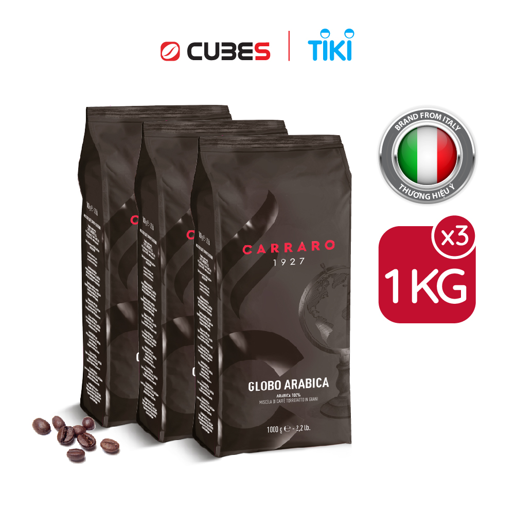 Combo Cà phê hạt Carraro Globo Arabica - Nhập khẩu chính hãng 100% từ thương hiệu Carraro, Ý