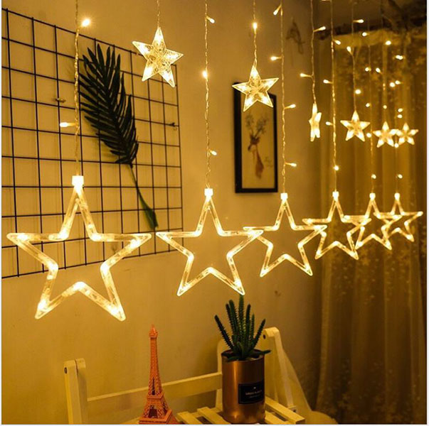 Bộ Dây Đèn Led Trang Trí Kiểu Dáng 10 Ngôi Sao Lớn Nhỏ Trang Trí Noel, Lễ , Tết , Party