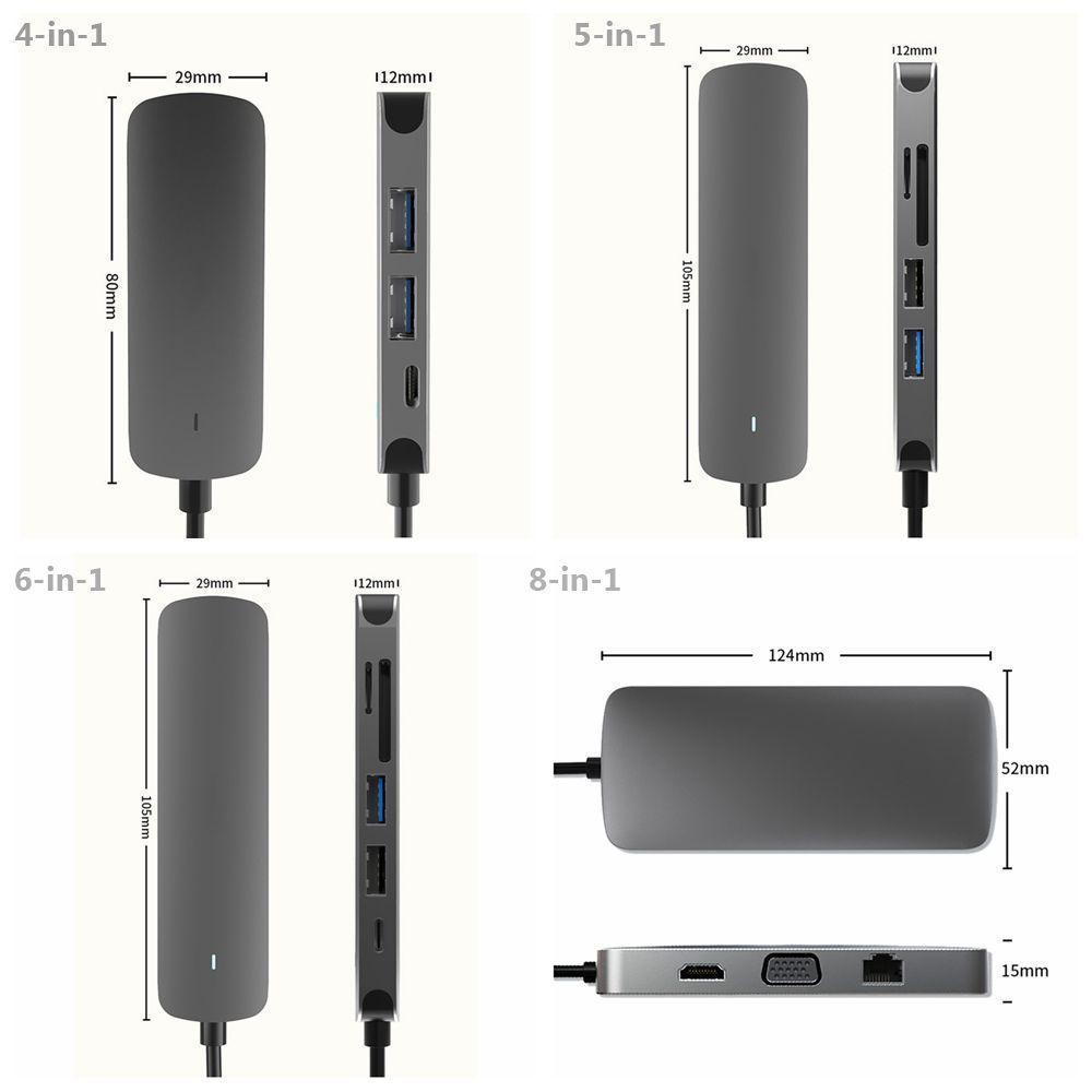 Đế Sạc Điện Thoại Chuyển Đổi Cổng USB C 10 Trong 1 SD TF RJ45 4K HDMI