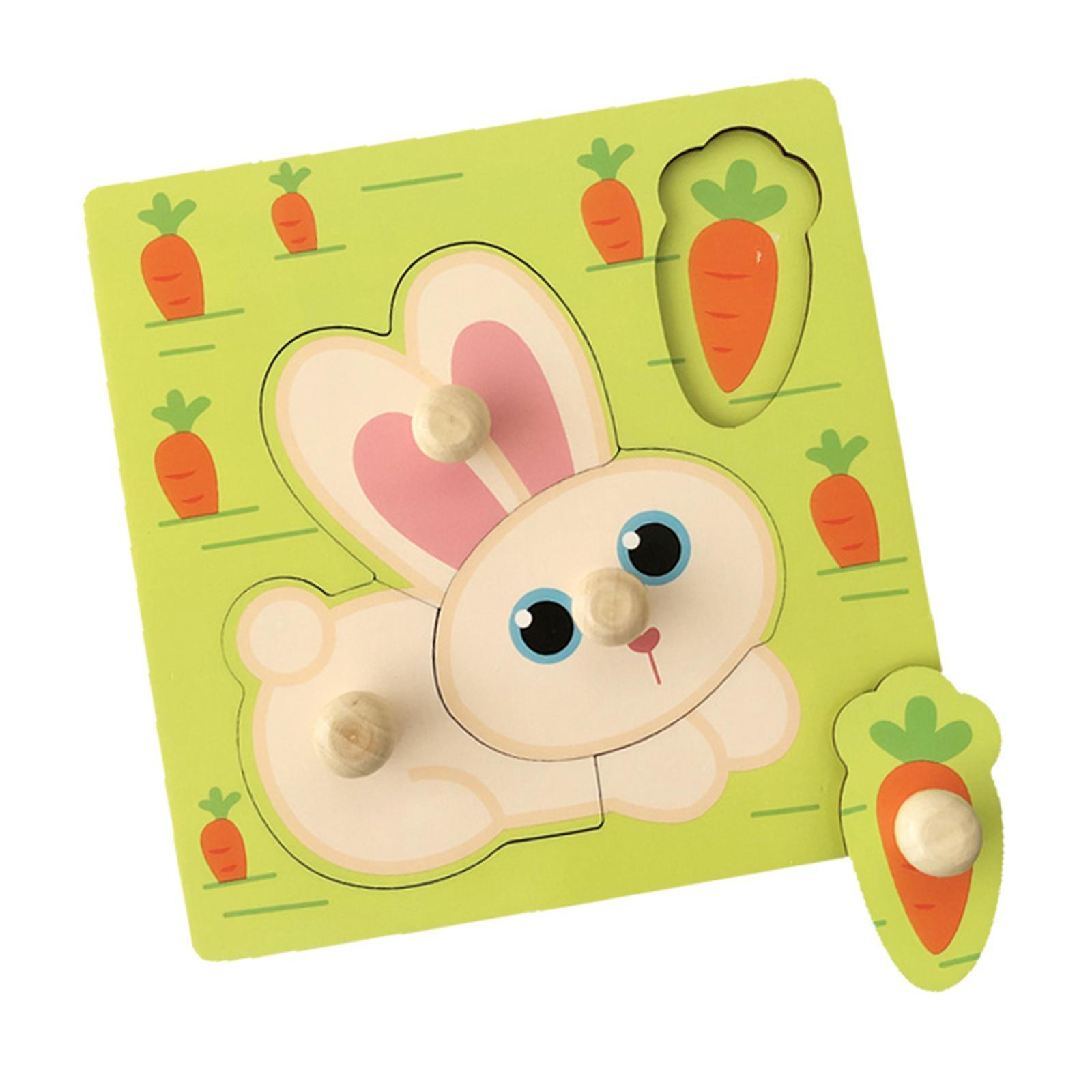 Wooden Cartoon Jigsaw Puzzles Shape Matching Game for 2 3 4 Year Old Rabbit