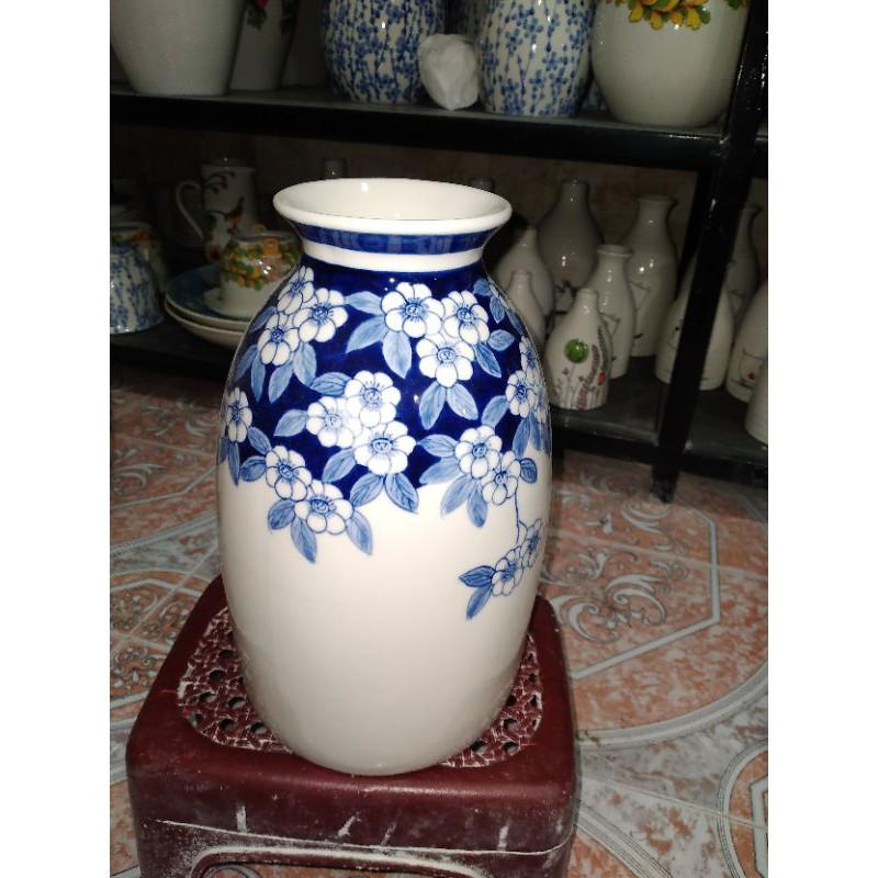 Lọ Hoa Men Ngọc Lam Vẽ Tay Nghệ Thuật.