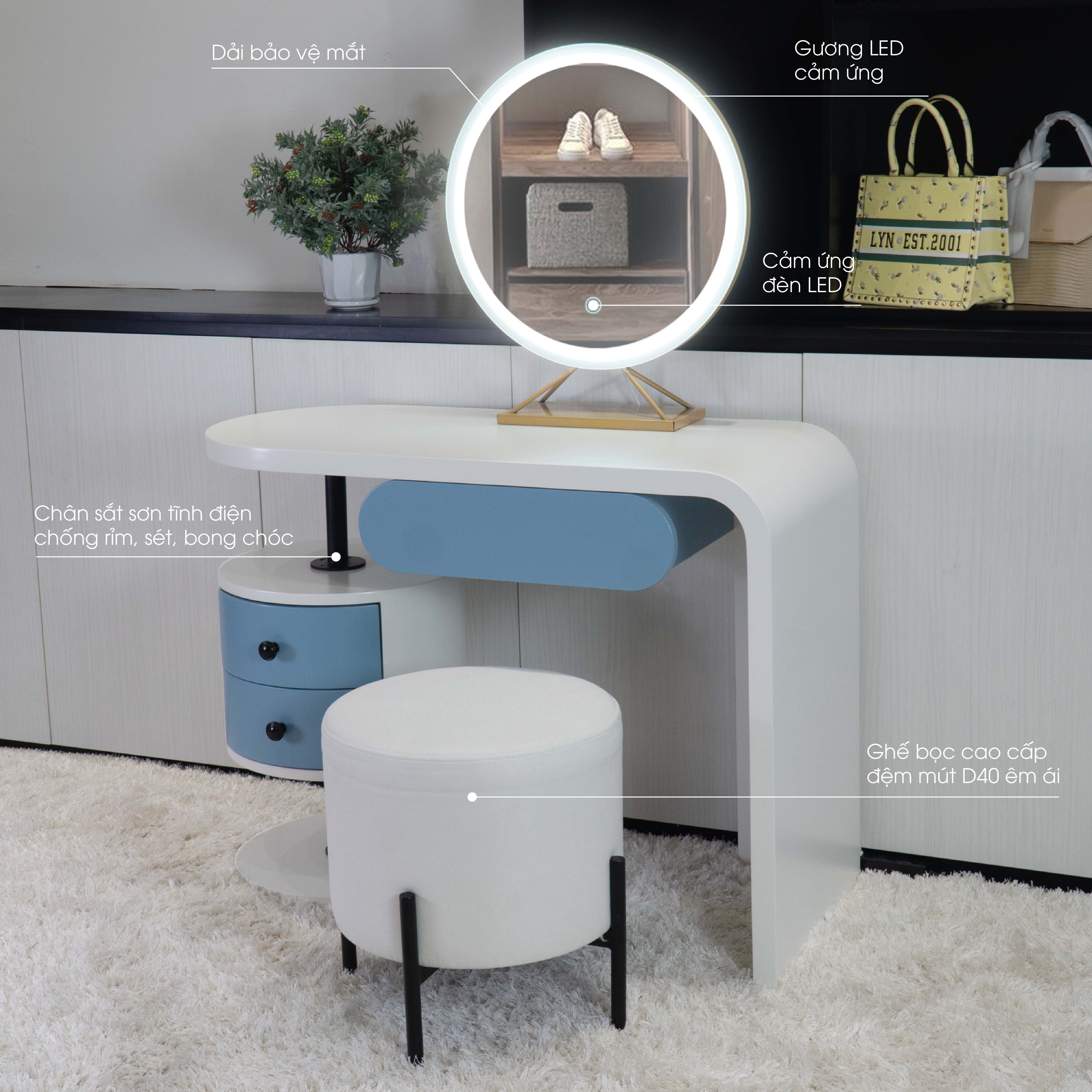 Bàn trang điểm Dnu Phoebe ( Không kèm gương) gỗ MDF phong cách Hiện đại/Indochinen