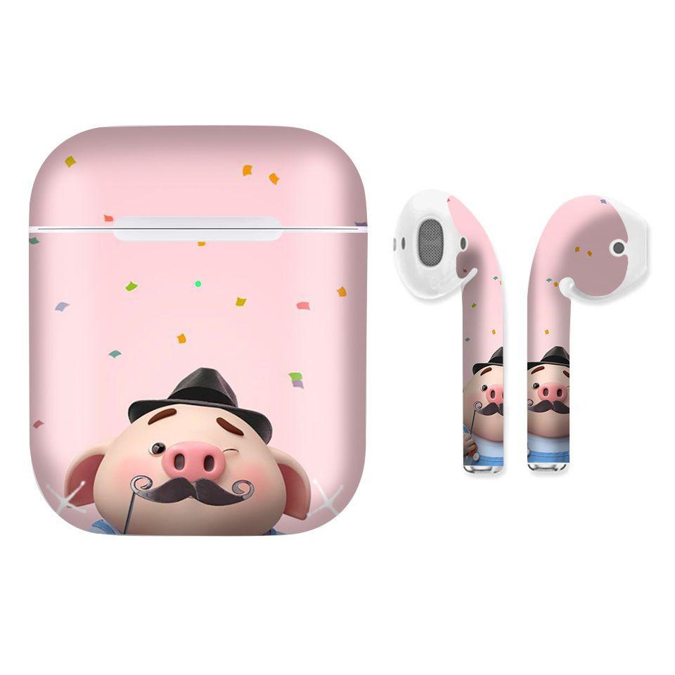 Miếng dán skin cho AirPods in hình Heo con dễ thương - HEO2k19-060 (AirPods ,1 2, Pro, TWS, i12)