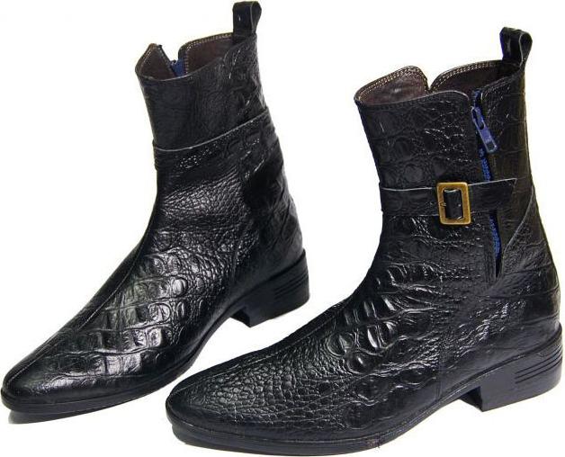 Giày Boots Nam Vân Cá Sấu Da Bò Thật B138