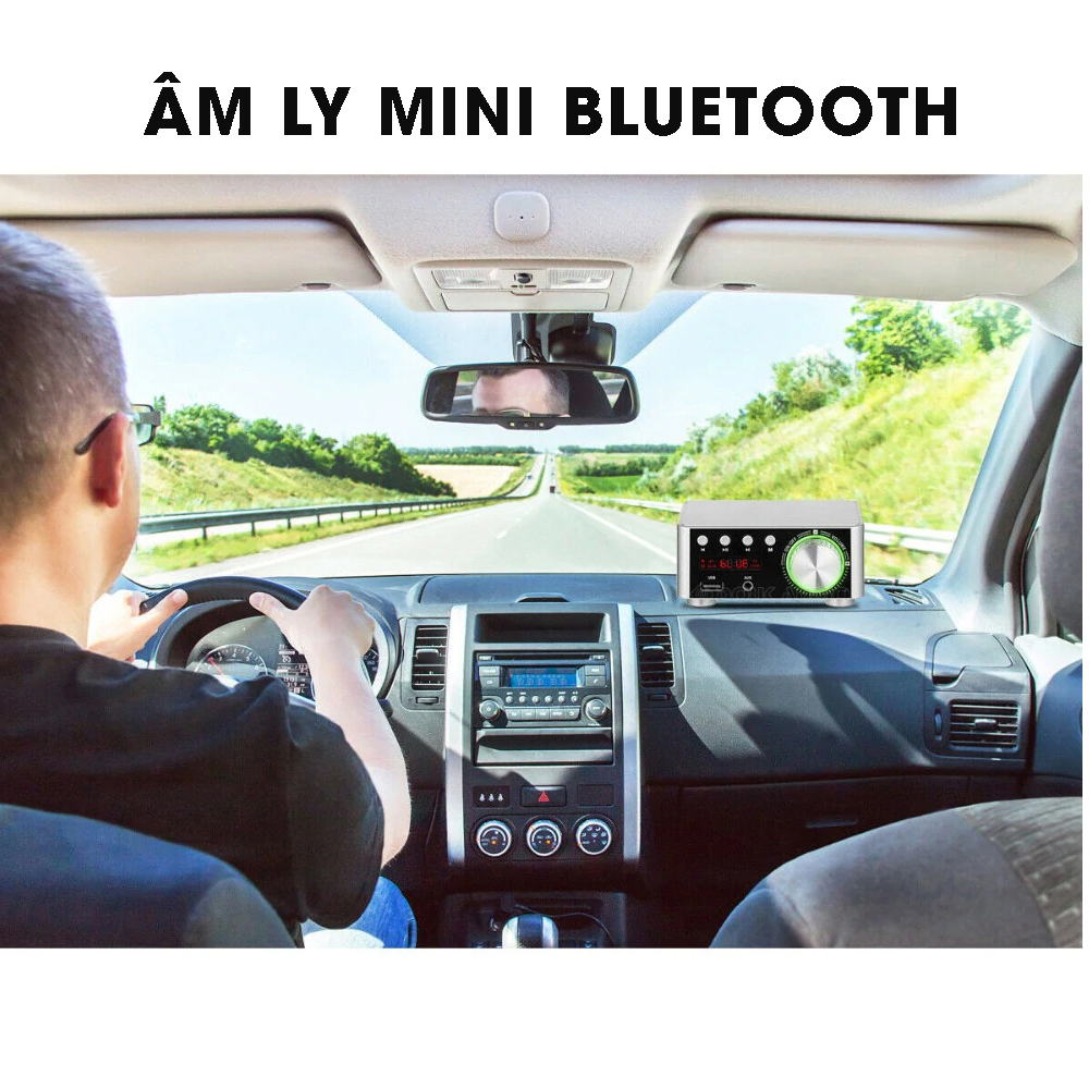 Amply Hifi Mini Bluetooth 5.0, tích hợp khe cắm thẻ nhớ, USB, AUX 3.5mm hỗ trợ đầy đủ định dạng âm thanh, kèm adapter củ sạc, dây loa MIHOCO BT5.0-Hàng chính hãng