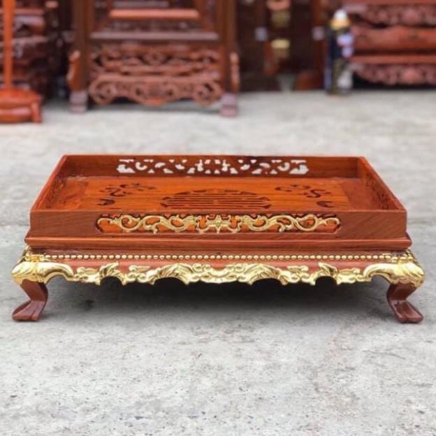 Khay trà rồng trầu vàng gỗ hương,Khay trà chân quỳ 2 cỡ 38x26 và 45x35cm