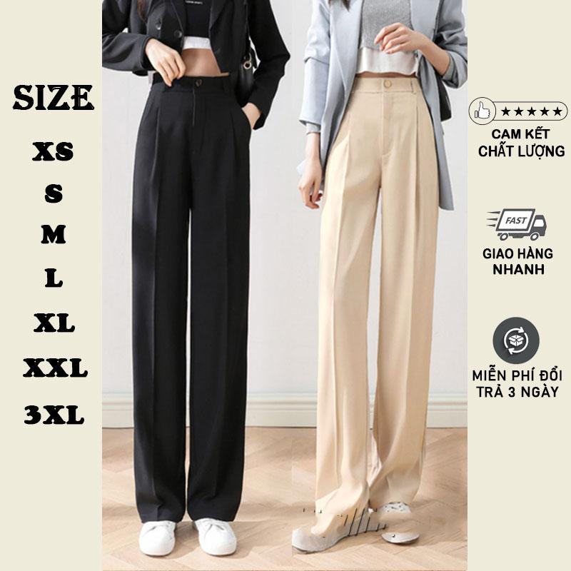 (bigsize) Quần ống rộng suông nữ lưng cao dáng dài culottes có khóa trước cạp co giãn