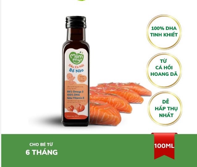 [Date t8/25] Dầu ăn dặm bổ não cá hồi Mămmy giàu DHA 100ml