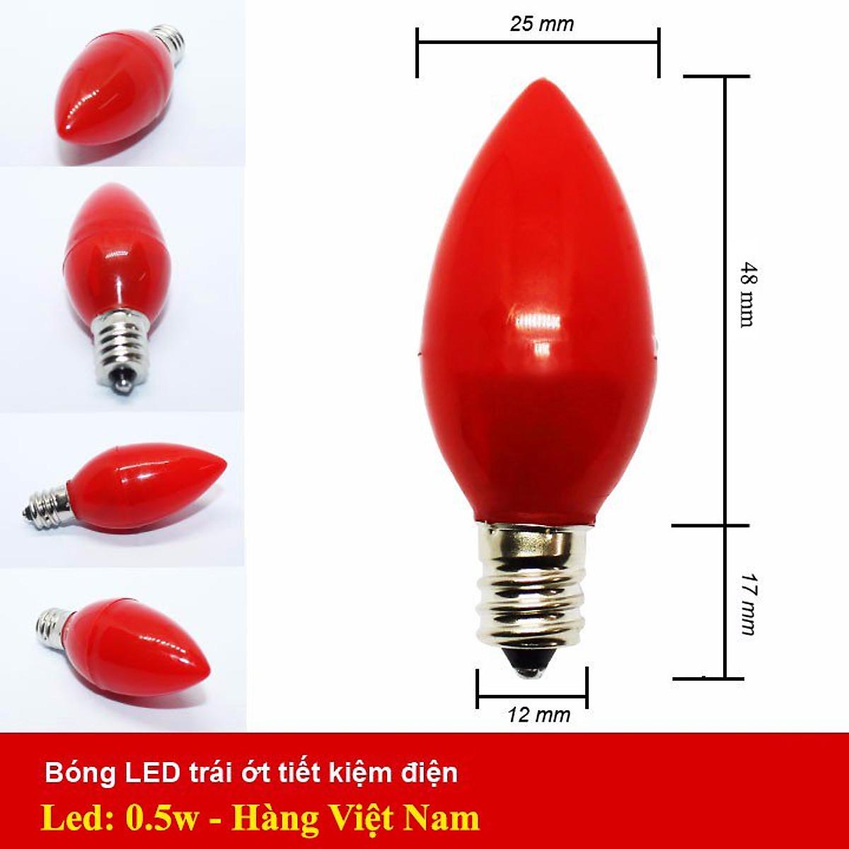 Bóng Đèn Quả Nhót. Bóng Led Trái Ớt 0,5w. Thắp Ban Thờ, Thần Tài - 2 bóng