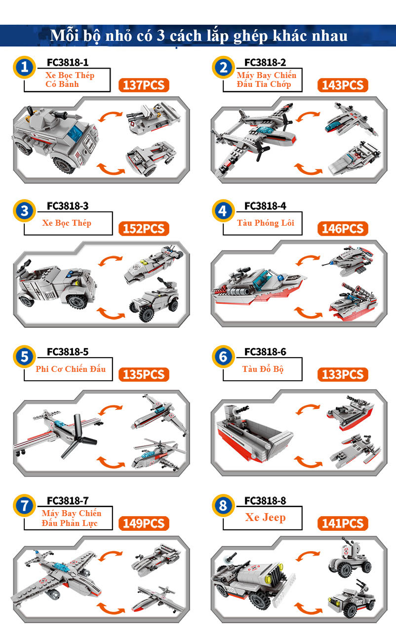 Bộ Đồ Chơi Lắp Ghép Chiến Hạm Chiến Đấu 1136 Chi Tiết, Đồ Chơi Xếp Hình Robot Chiến Đấu 1136PSC, Bộ Đồ Chơi Lắp Ráp Xếp Hình 8 In 2 - Chính Hãng BABYBOSS.