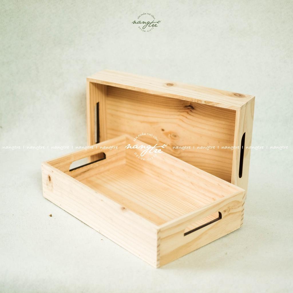Khay quà bằng gỗ/ Khay gỗ đựng quà (8x28x38cm)