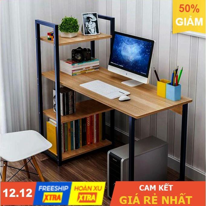 Bàn học, Bàn làm việc,bàn văn phòng liền kệ sách, Khung sắt CỞ LỚN, Chịu lực cao, không lay. BLV08