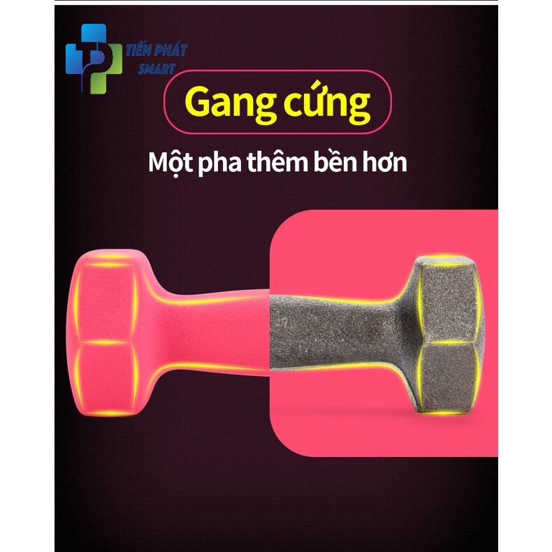 Bộ 2 Tạ Tay 4kg Bọc Cao Su Trơn Lõi Thép Cao Cấp Chính Hãng-Giao Màu Ngẫu Nhiên