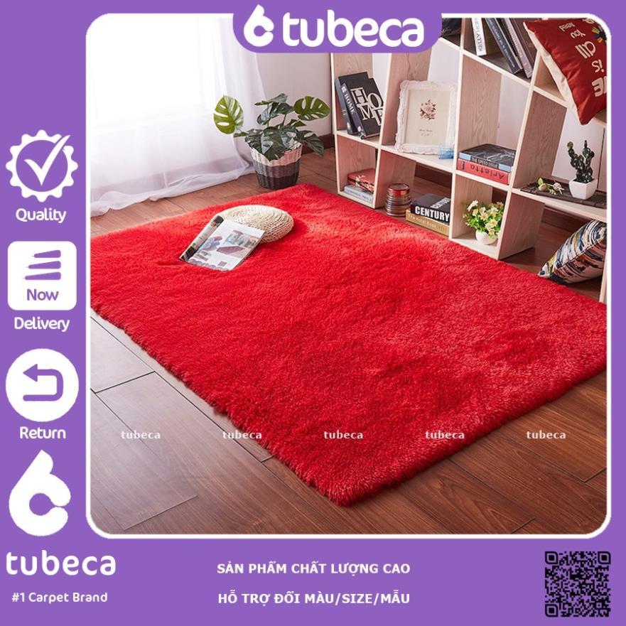 Thảm Lông Xù Trải Sàn Phòng Ngủ | Màu Đỏ Đô | Loại 1 | Dày 3 Lớp | 1m6 x 1m | TUBECA