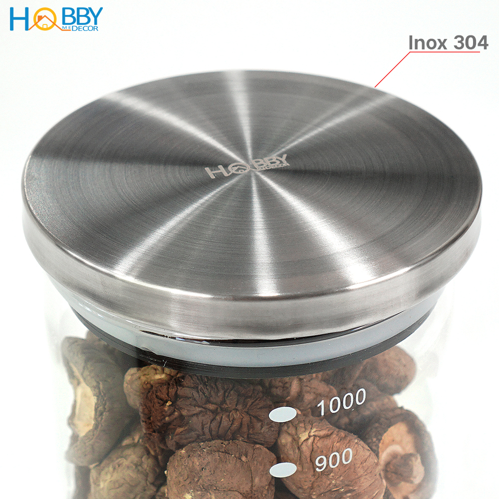 Hủ thủy tinh nắp Inox 304 kín ron HOBBY Home Decor TTI - dung tích 800 hoặc 1000ml tùy chọn