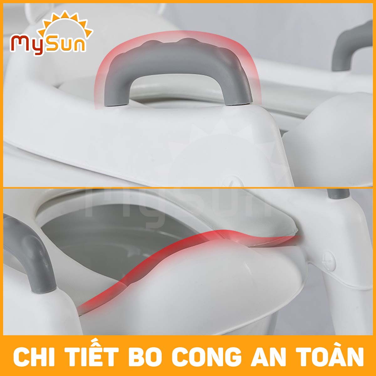 Thang kệ nắp bệ thu nhỏ bồn cầu đi vệ sinh toilet cho bé trai gái 1 2 3 5 tuổi lót pvc mềm MySun