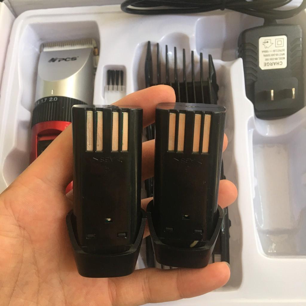 Tông đơ cắt tóc Trẻ Em, Người lớn Siêu Êm 2 Pin kèm 4 cữ cắt siêu bền Lưỡi CERAMIC CS02