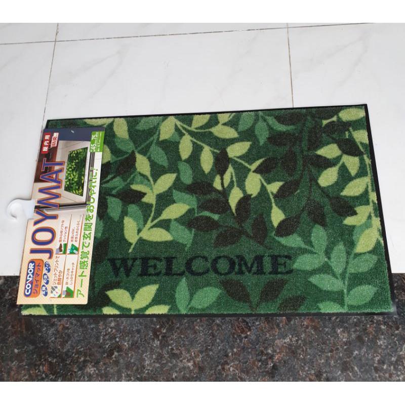 THẢM WELCOME DOORMAT GẠT MỌI BỤI ĐẤT CONDOR JP 45x75CM- họa tiết lá xanh