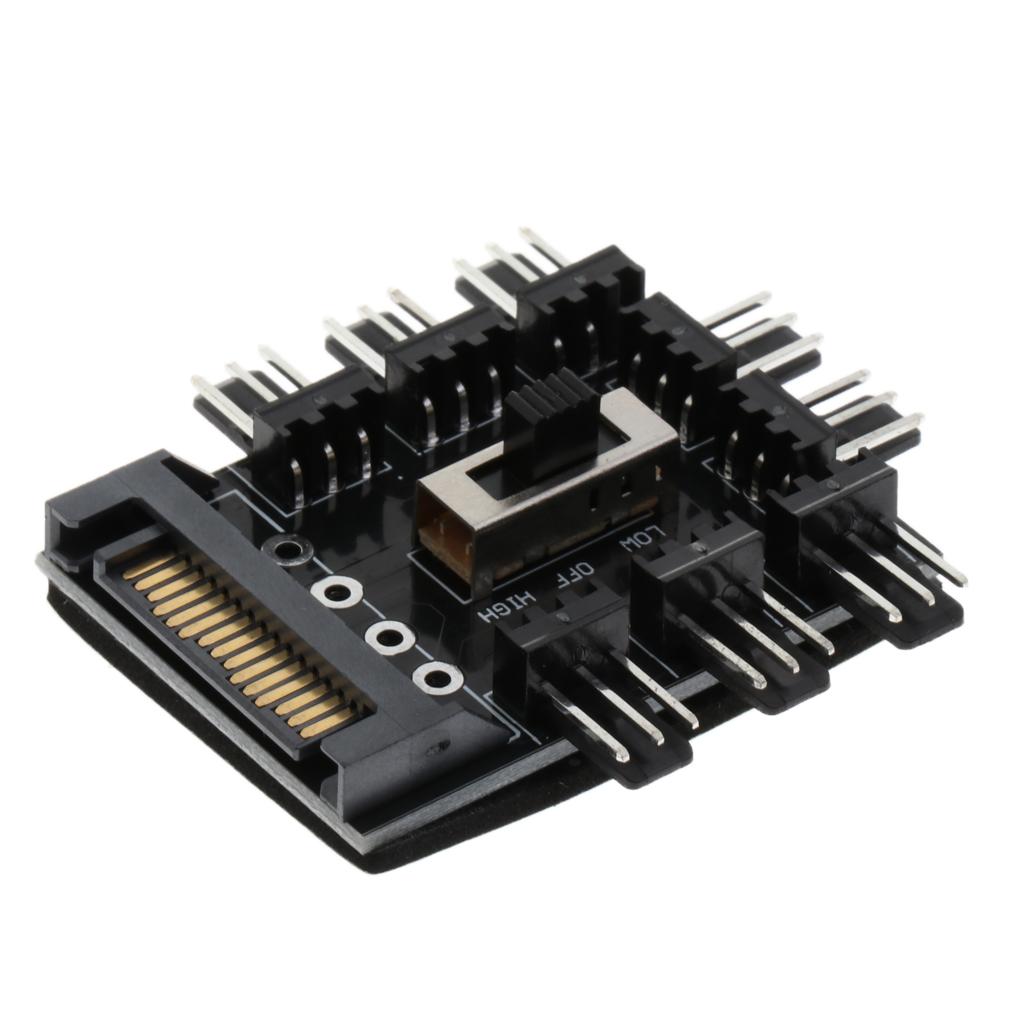 2xComputer Cooling SATA Fan Controller Fan Hub Governor With 3 Level Switch