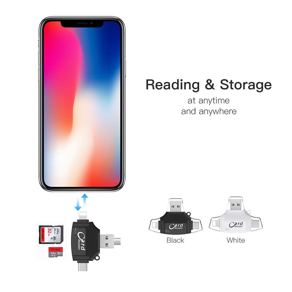 Bộ chuyển đổi đầu đọc thẻ SD / TF Thay thế cho iPhone / Android / PC