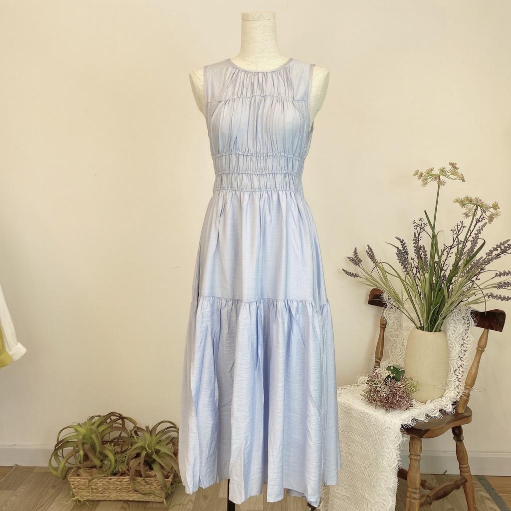 Đầm nữ MARC FASHION midi sát nách rút nhún ngực thun eo FAVH039722