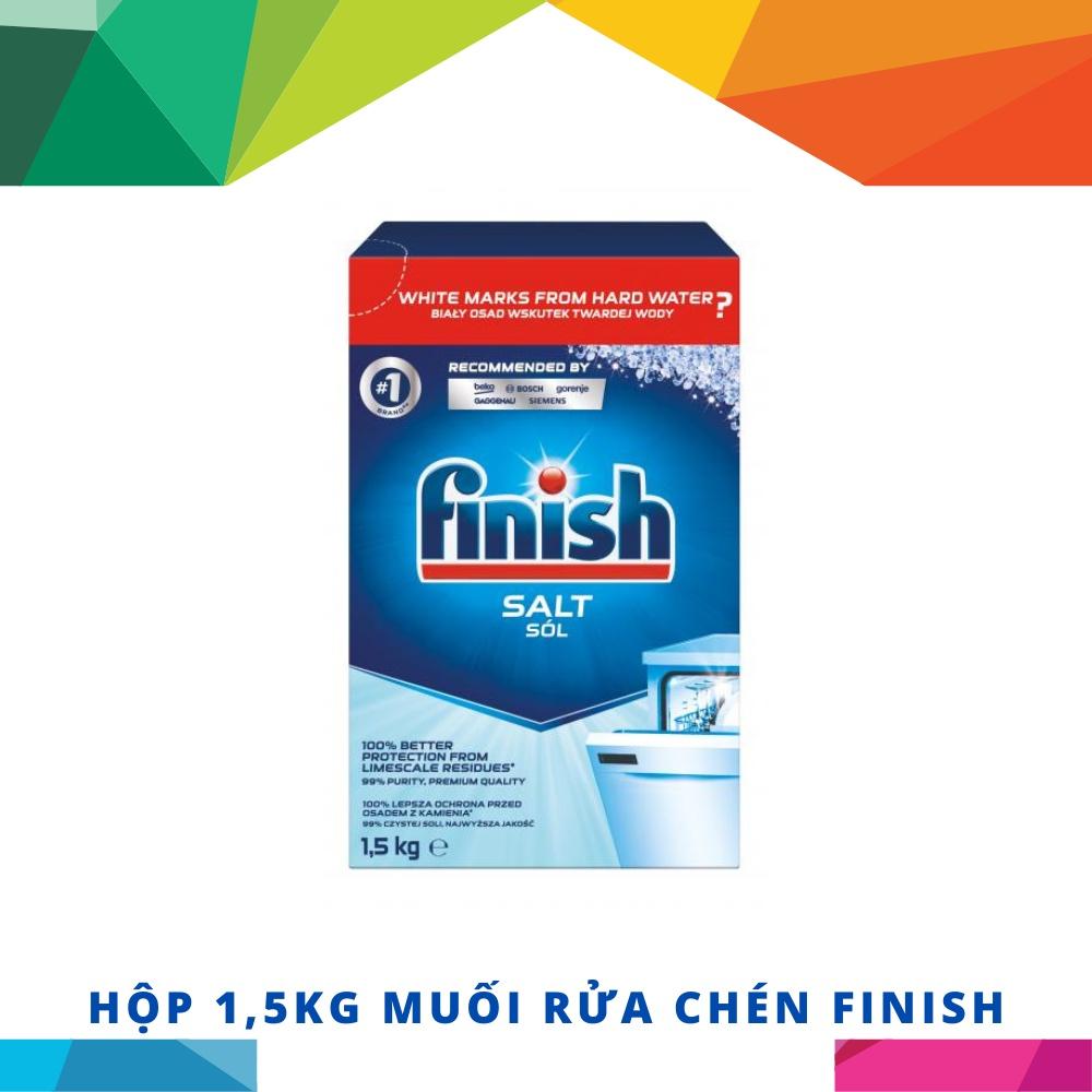 Combo 4 món Hộp 90 viên Finish GIGA All in 1 + Muối Finish 1,5kg + 2 Nước làm bóng Finish 400ml dành cho máy rửa chén EU