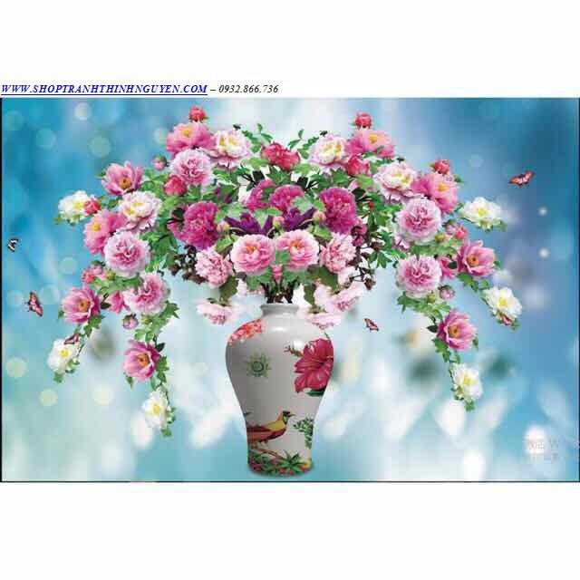 Tranh đính đá Bình hoa đẹp -YN5337