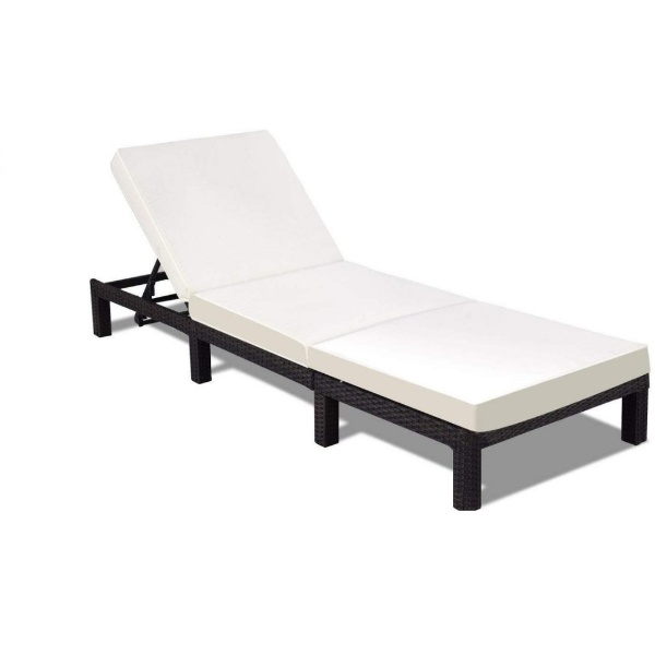 WEGO Giường tắm năng / Giường hồ bơi bằng mây nhựa //Rattan Sunbed with Recliner / Patio Garden furniture / pool side recliner sunbed Sofa Relax - Sunlounger (Black)