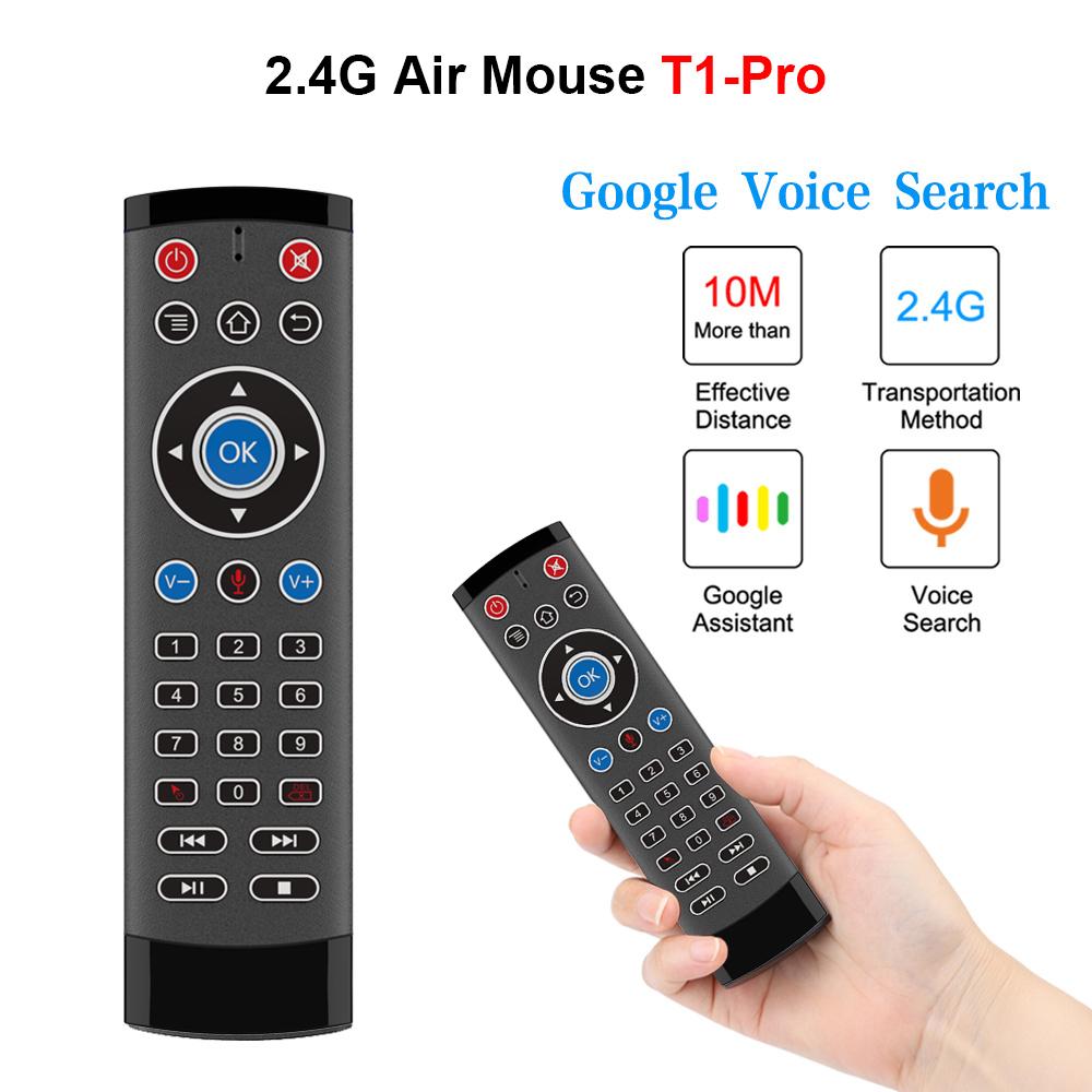 Điều khiển từ xa bằng giọng nói T1 Pro 2.4g Chuột không khí không dây Gyro IR cho hộp TV Android Google Play YouTube x88 Pro H96 Max HK1 T95 TX6