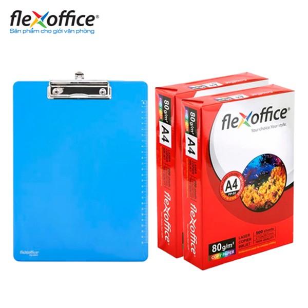 Combo 2 ream Giấy Flexoffice A4/80 PP-02 + Quà tặng bìa trình ký Flexoffice FO-CB02