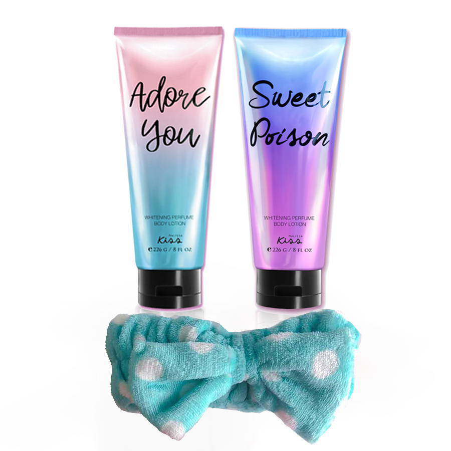 Combo 2 Tuýp Lotion hương nước hoa Malissa Kiss 226g ( Sweet Posion + Adore You) - Tặng băng đô