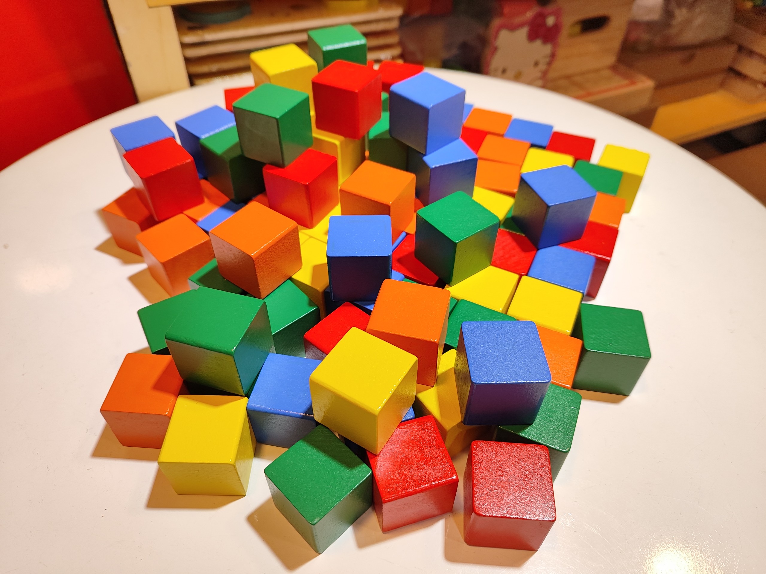 100 khối vuông gỗ màu 3 cm xếp hình đa năng chơi sáng tạo và học toán, vật liệu DIY, khối gỗ decor
