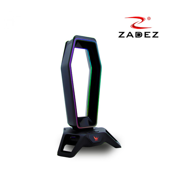 Giá treo tai nghe Gaming LED RGB Rainbow tích hợp Souncard 7.1 và 3 cổng USB 3.0 mã ZHS 702G Zadez tặng kèm miếng lót chuột da 26x21 cm - Hàng chính hãng