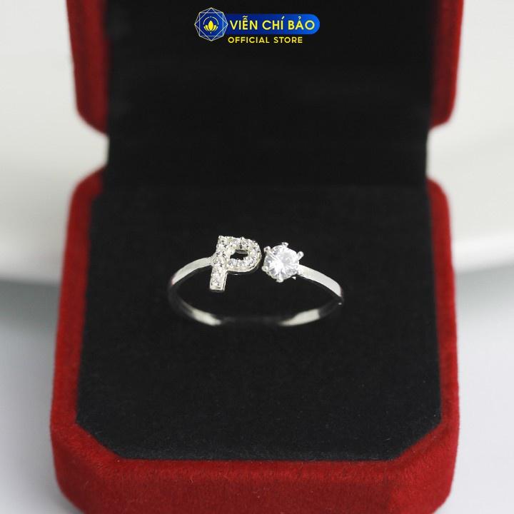 Nhẫn bạc nữ đính đá khắc chữ chất liệu bạc 925 thời trang phụ kiện trang sức nữ thương hiệu Viễn Chí Bảo N400258