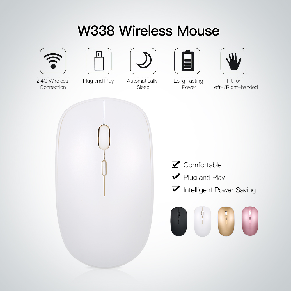 Chuột Quang Không Dây 2.4g 1600DPI Có Thể Sạc Với Đầu Thu USB 4 Nút Cho Máy Tính Xách Tay PC