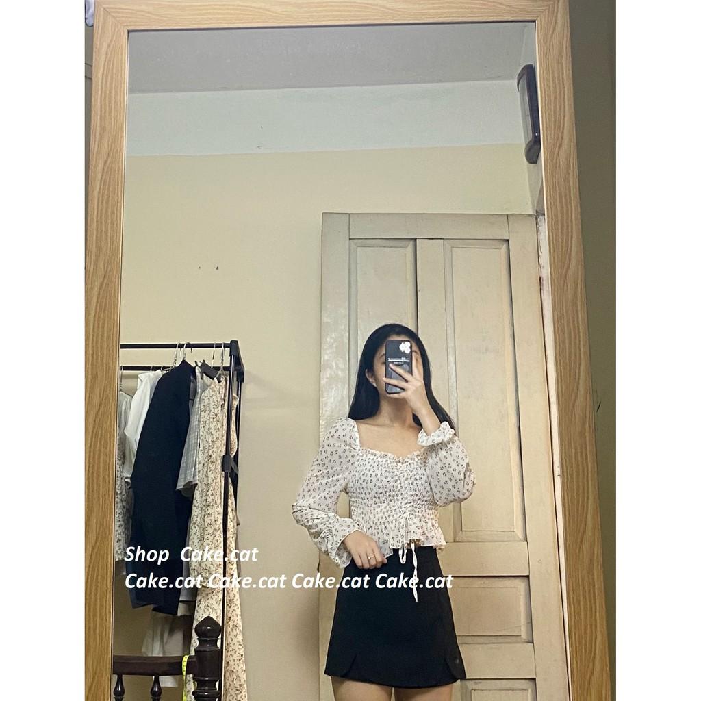 ÁO CROPTOP HOA NHÍ CHUN RÚT NGỰC 4 MÀU