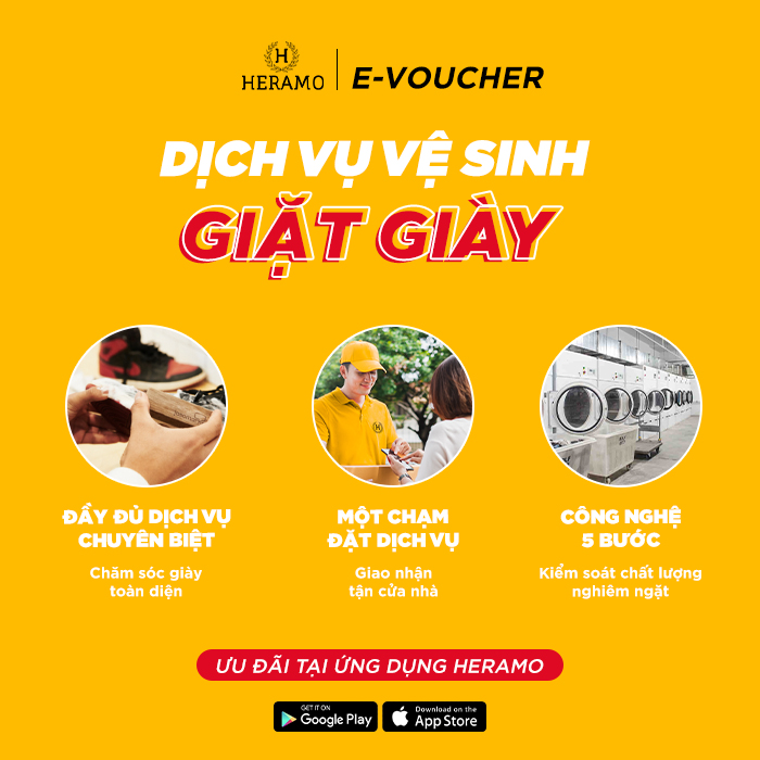 HCM [E-Voucher] Giảm 60K Combo Vệ Sinh Giặt 3 Đôi Giày Sneaker, Giày Thể Thao - giao nhận tận nơi tại ứng dụng HERAMO