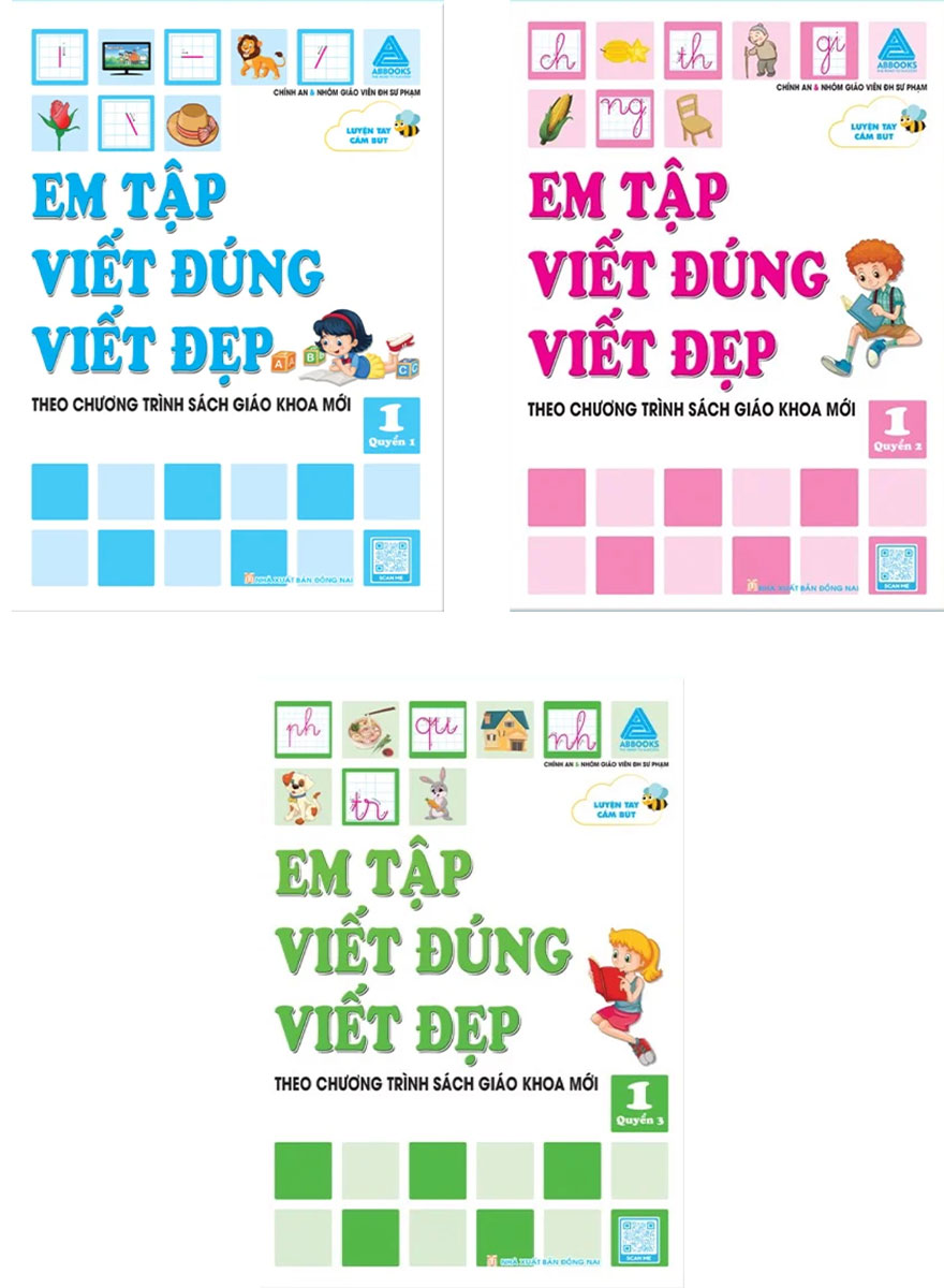 Combo Em Tập Viết Đúng Viết Đẹp Lớp 1: Quyển 1 + Quyển 2 + Quyển 3 (Theo Chương Trình Sách Giáo Khoa Mới) (Bộ 3 Cuốn) _ABB